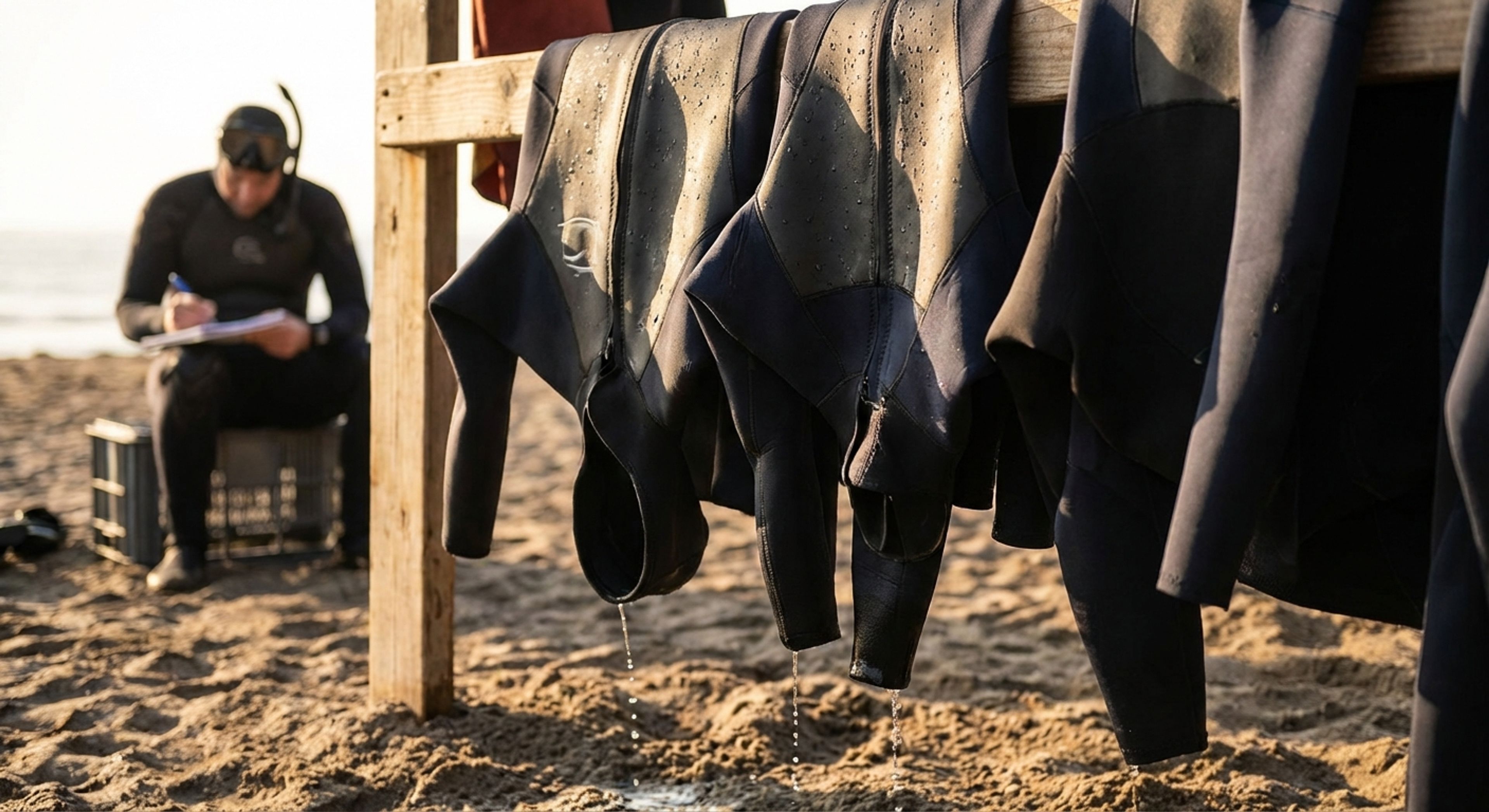 Dive gear drying on a rack