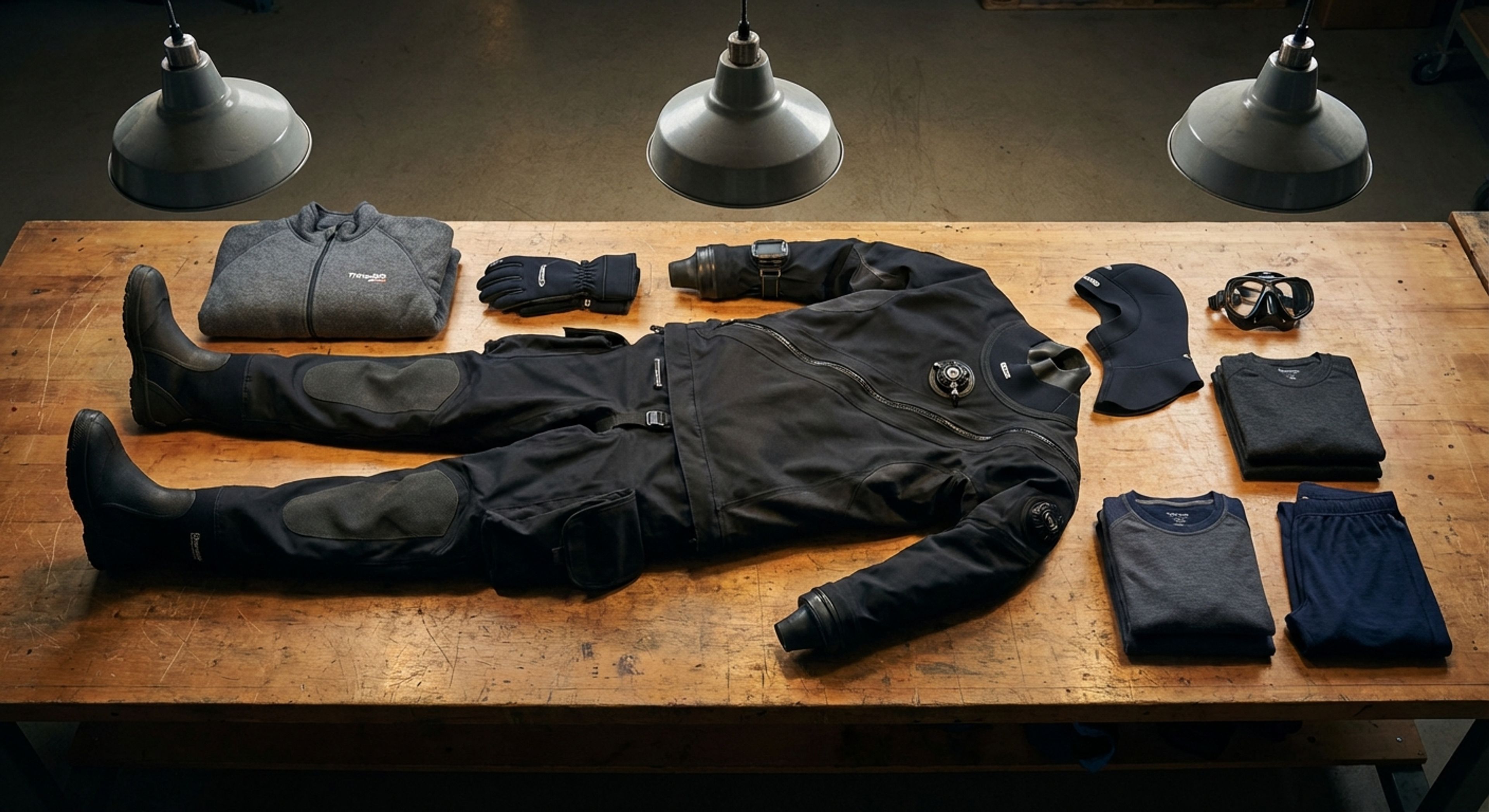 Layers of drysuit undergarments