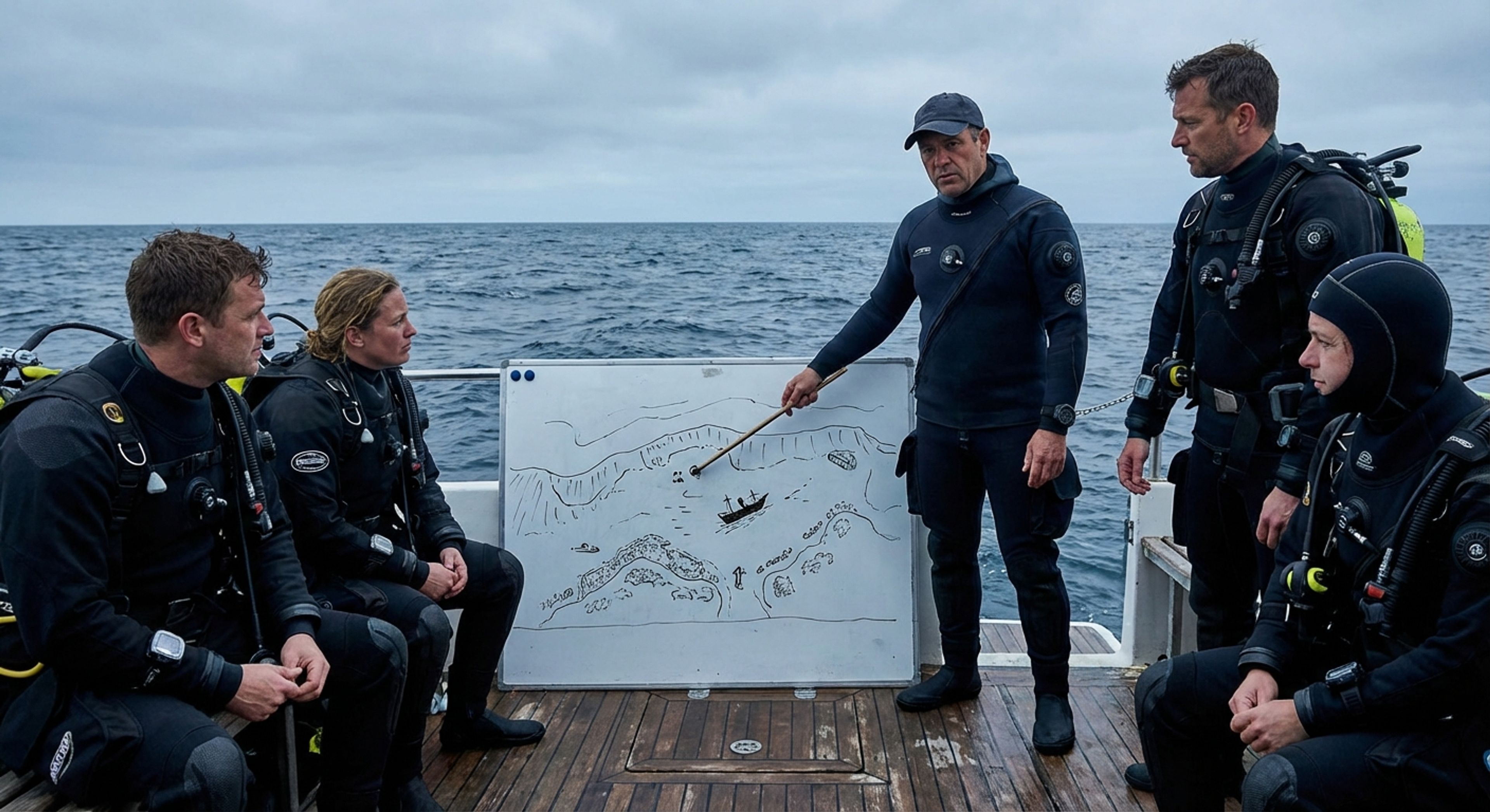 Dive briefing on a boat