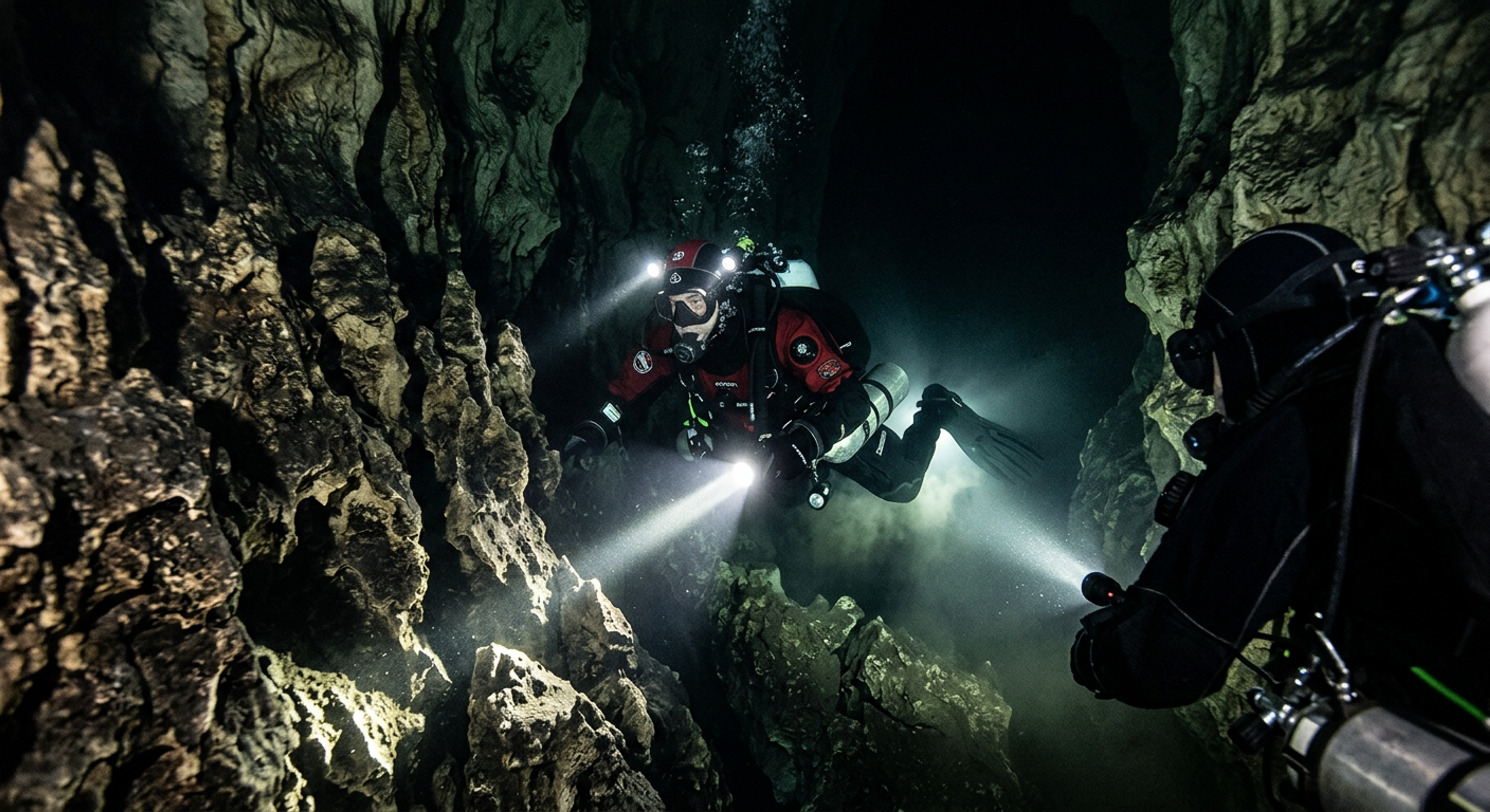 Cave diving deep penetration
