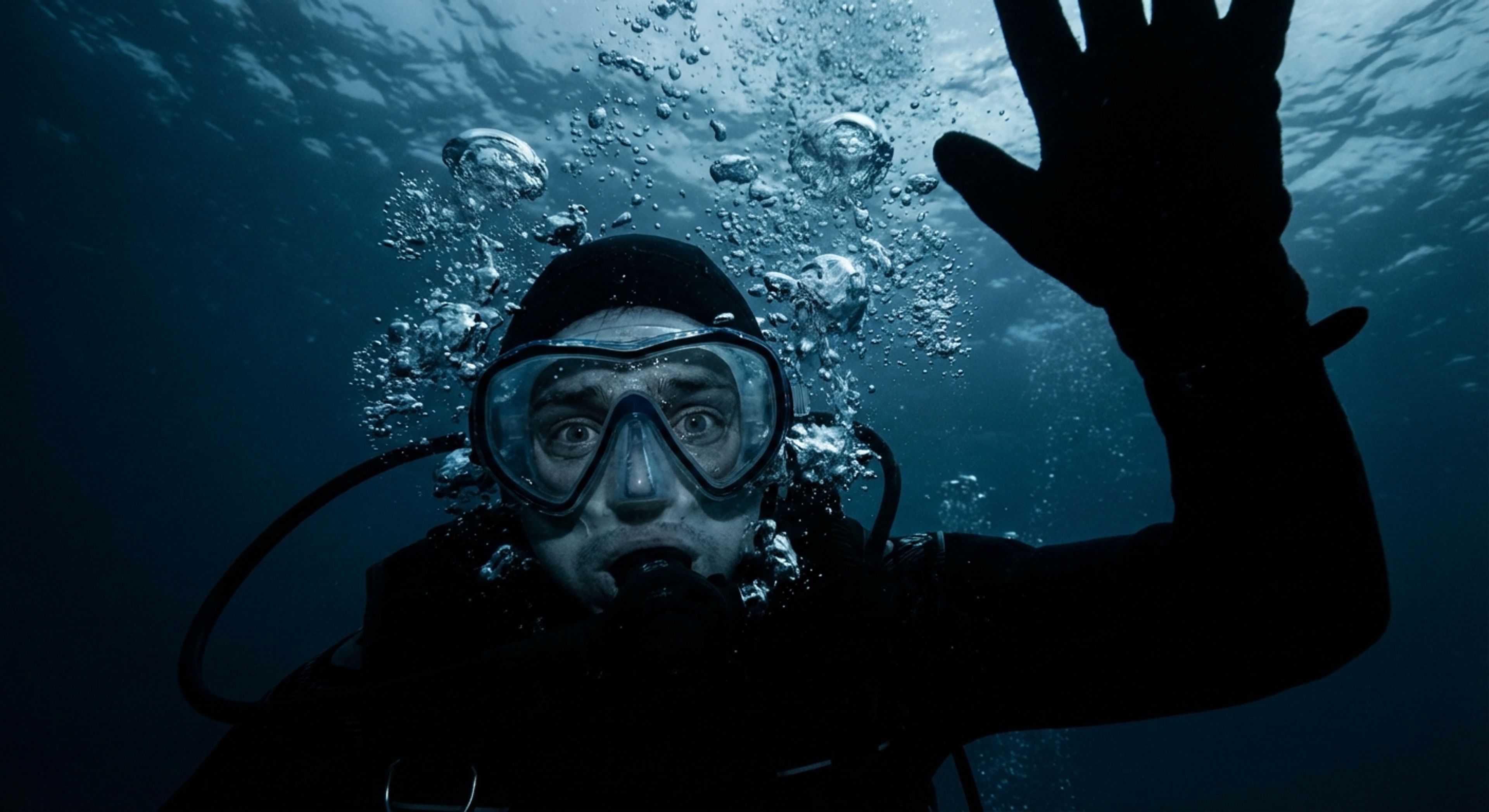 Panic diver underwater