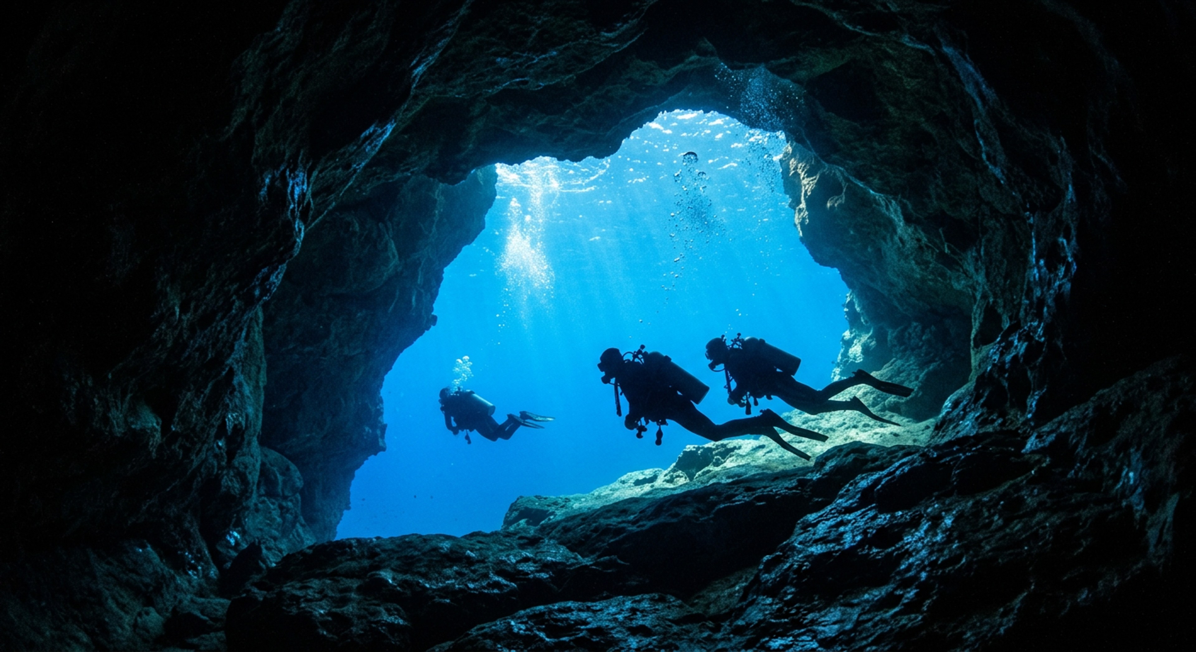 The glowing entrance of the Blue Cave