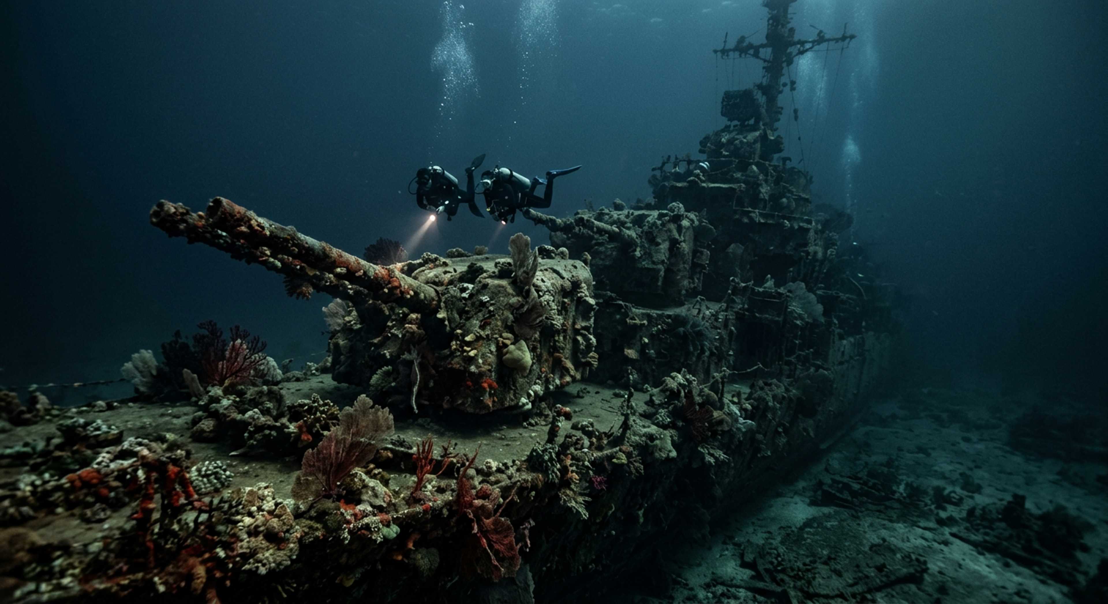 The USS Emmons wreck underwater