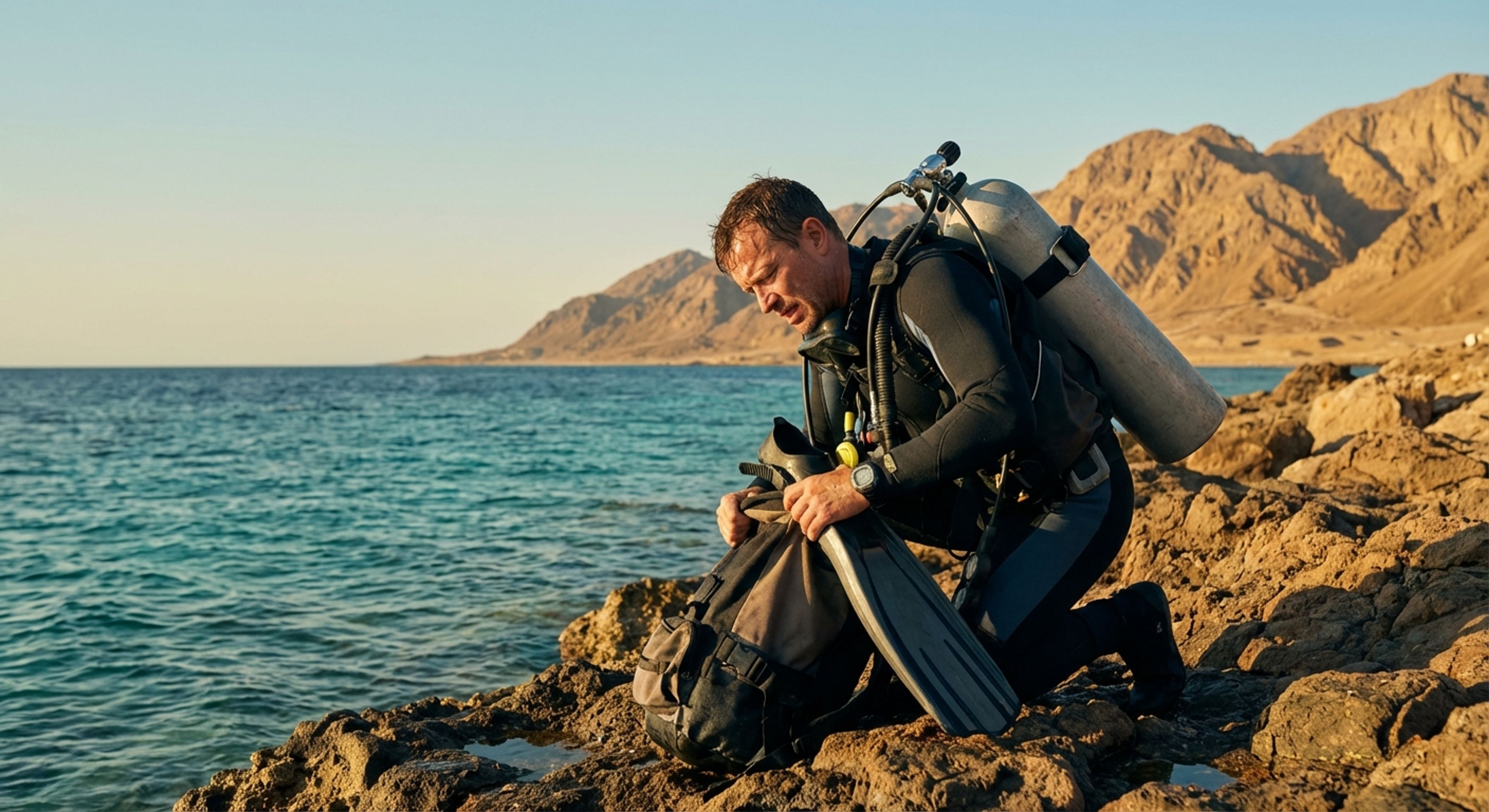 Scuba Diver Preparing