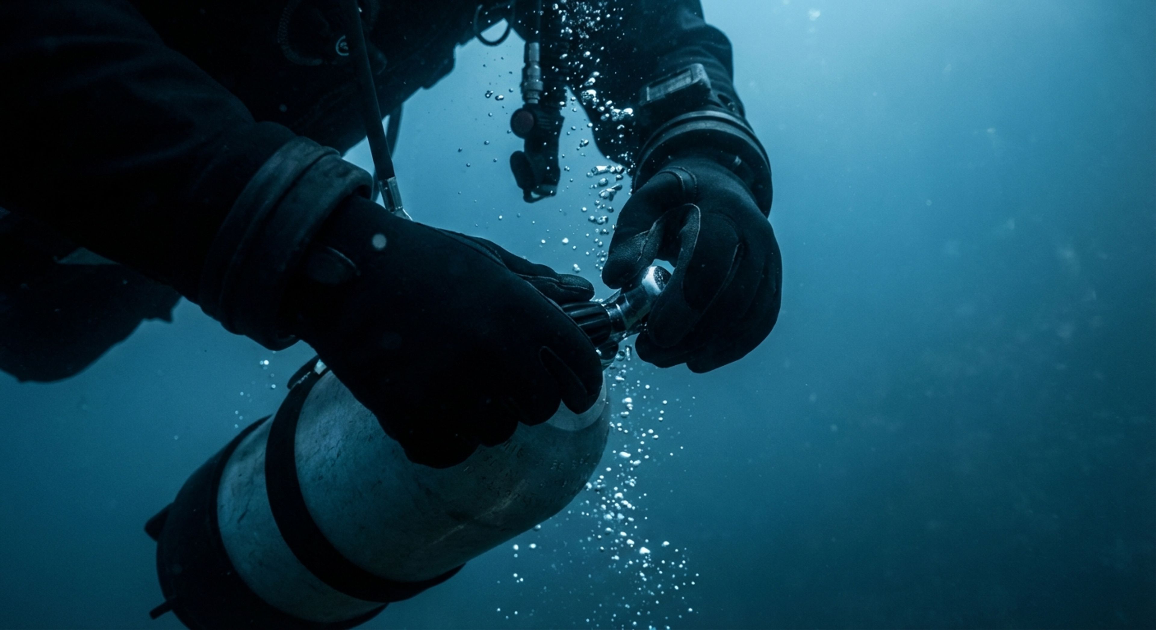 Diver deploying backup gear