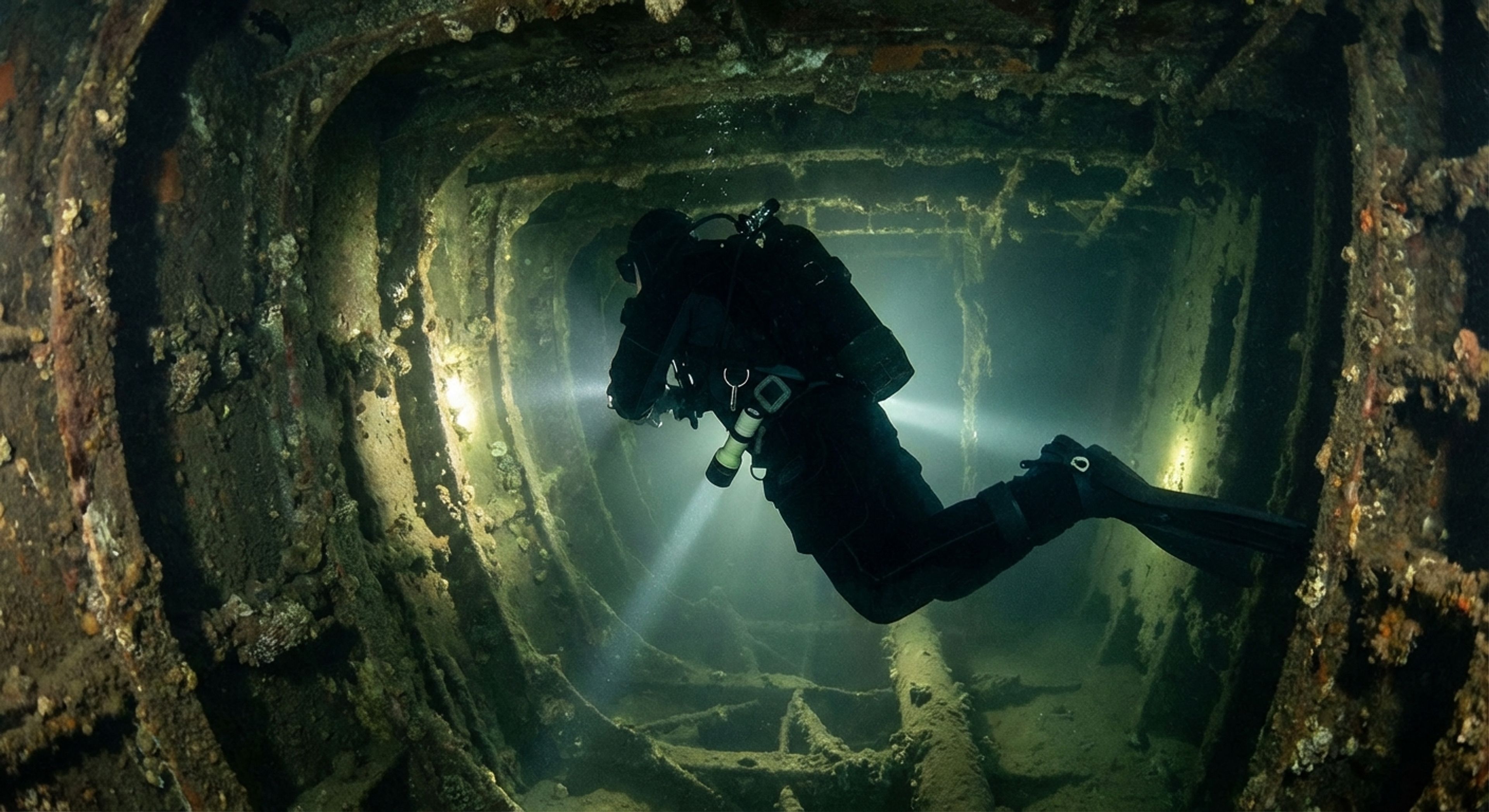 Diver in a wreck
