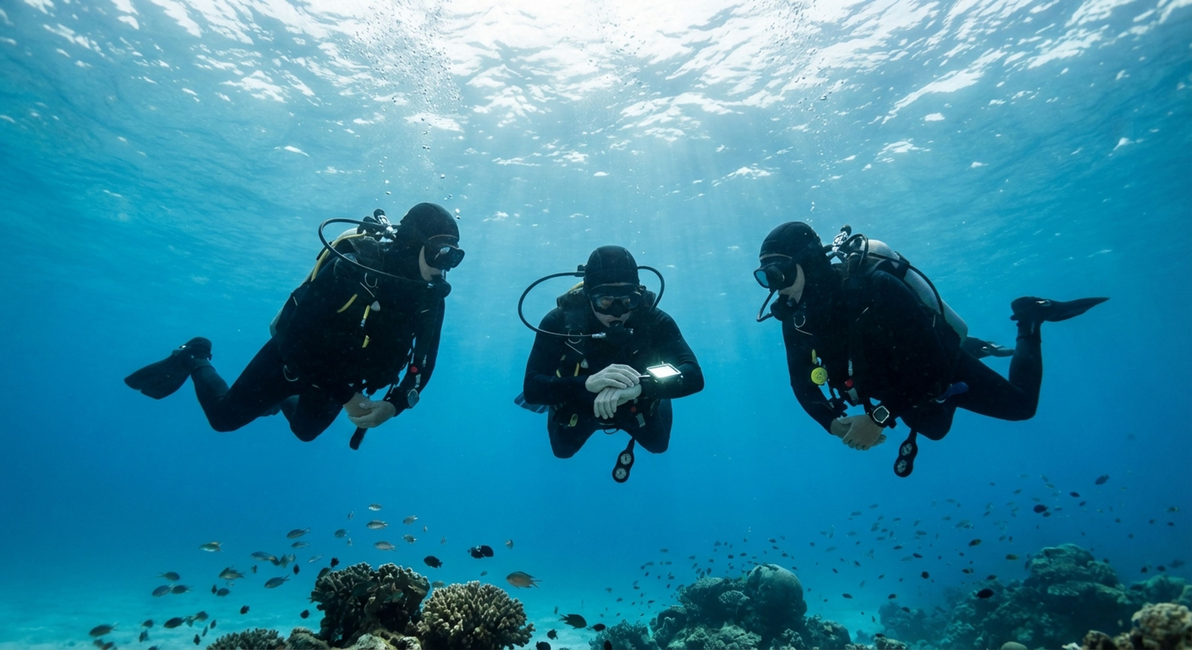 Divers doing safety stop
