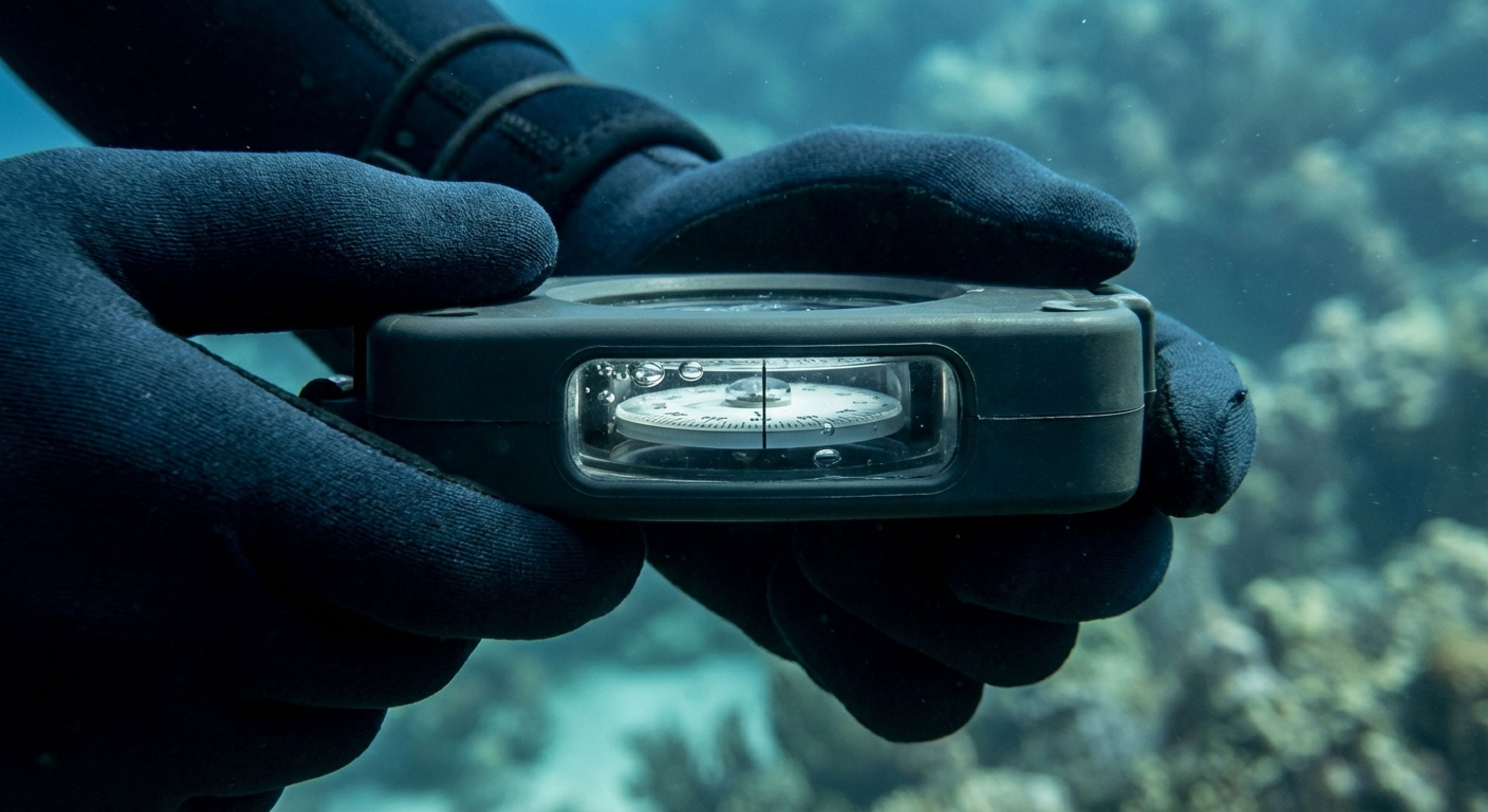 Diver holding compass correctly