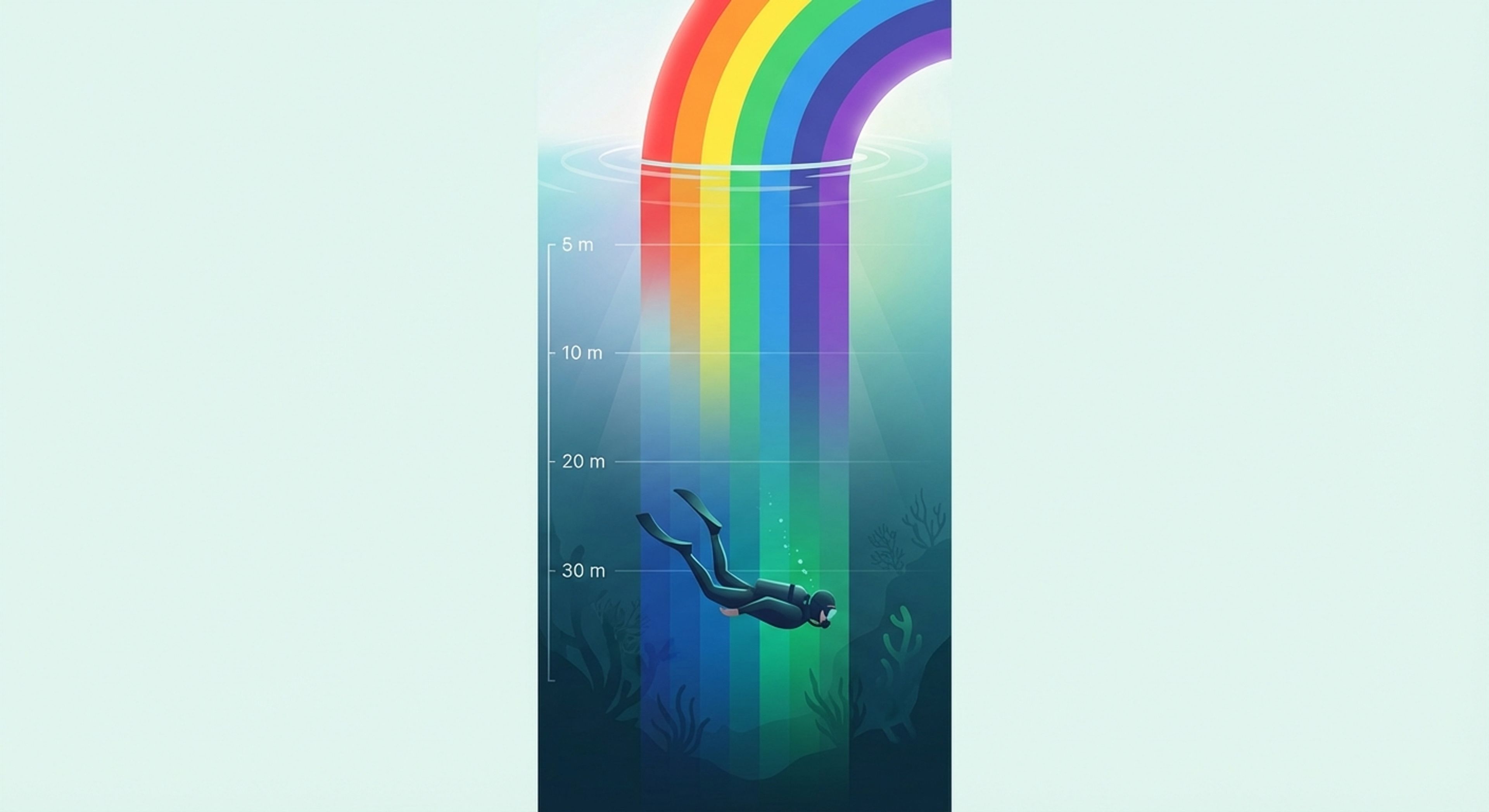 A color spectrum chart underwater