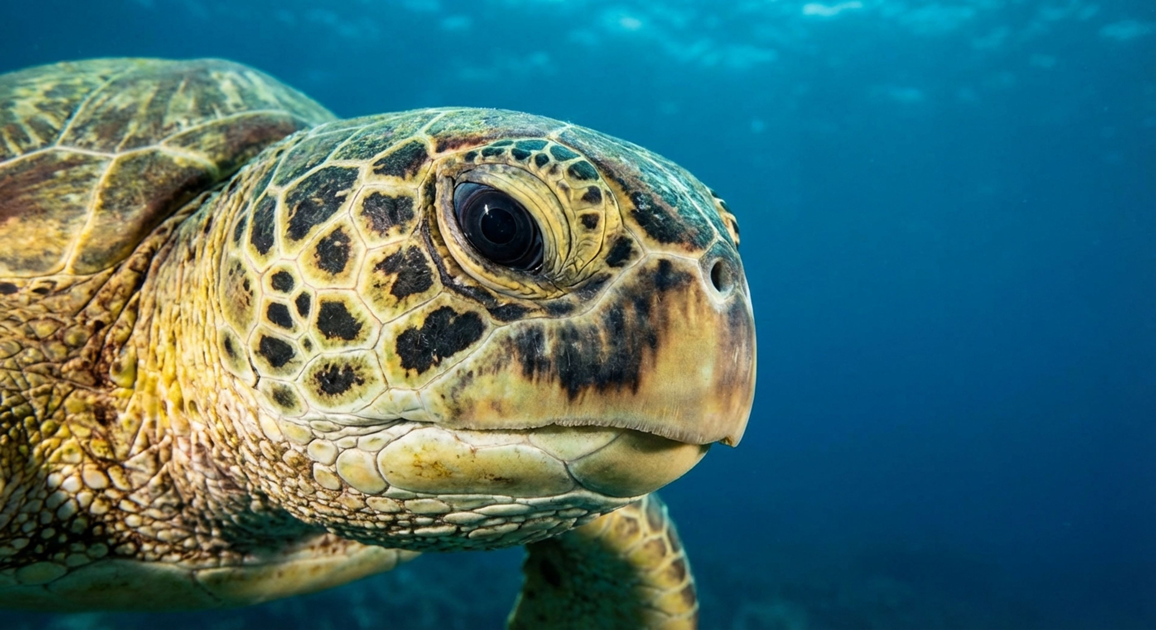 A close up wide angle shot of a diver